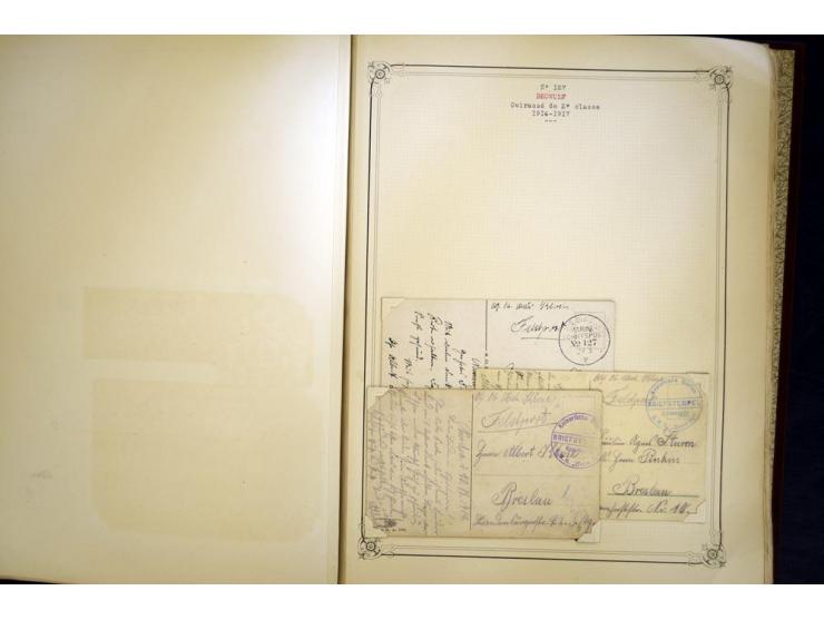 1914/1918, interessante Sammlung mit ca. 380 Briefen und Karten auf Albenblättern mit frz. Beschriftung, dabei bessere Nummer