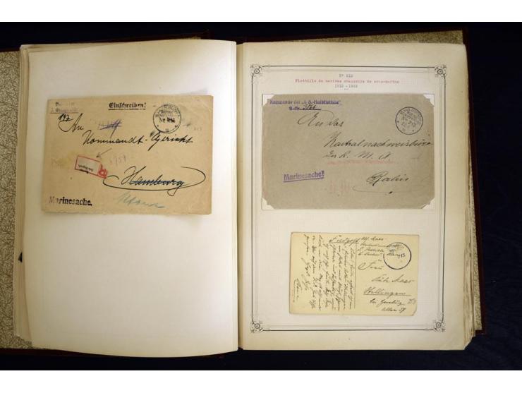 1914/1918, interessante Sammlung mit ca. 380 Briefen und Karten auf Albenblättern mit frz. Beschriftung, dabei bessere Nummer