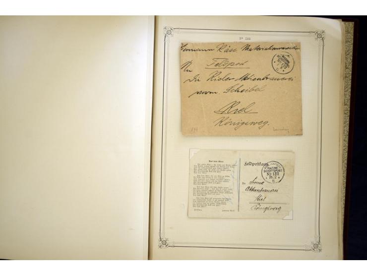 1914/1918, interessante Sammlung mit ca. 380 Briefen und Karten auf Albenblättern mit frz. Beschriftung, dabei bessere Nummer