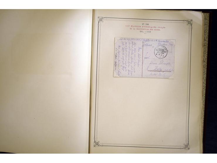 1914/1918, interessante Sammlung mit ca. 380 Briefen und Karten auf Albenblättern mit frz. Beschriftung, dabei bessere Nummer