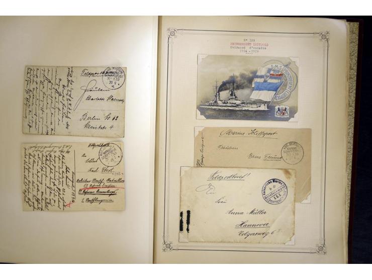 1914/1918, interessante Sammlung mit ca. 380 Briefen und Karten auf Albenblättern mit frz. Beschriftung, dabei bessere Nummer
