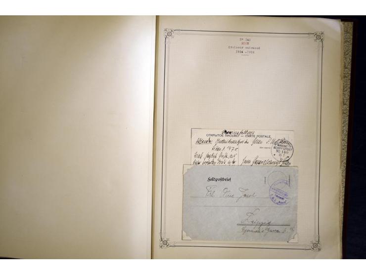 1914/1918, interessante Sammlung mit ca. 380 Briefen und Karten auf Albenblättern mit frz. Beschriftung, dabei bessere Nummer