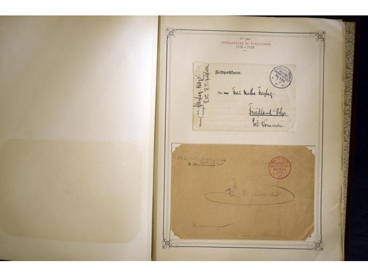 1914/1918, interessante Sammlung mit ca. 380 Briefen und Karten auf Albenblättern mit frz. Beschriftung, dabei bessere Nummer