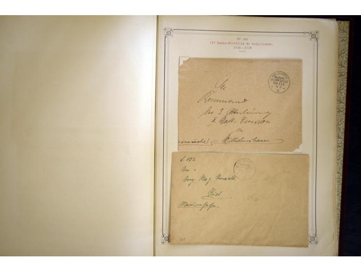1914/1918, interessante Sammlung mit ca. 380 Briefen und Karten auf Albenblättern mit frz. Beschriftung, dabei bessere Nummer