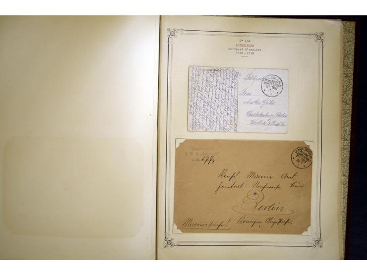 1914/1918, interessante Sammlung mit ca. 380 Briefen und Karten auf Albenblättern mit frz. Beschriftung, dabei bessere Nummer