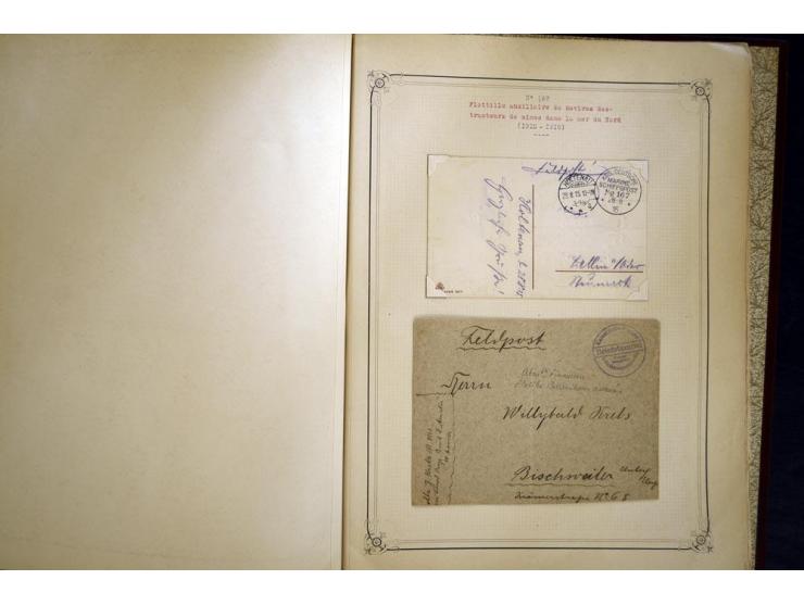 1914/1918, interessante Sammlung mit ca. 380 Briefen und Karten auf Albenblättern mit frz. Beschriftung, dabei bessere Nummer
