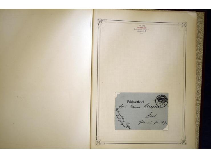 1914/1918, interessante Sammlung mit ca. 380 Briefen und Karten auf Albenblättern mit frz. Beschriftung, dabei bessere Nummer