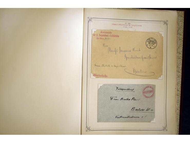 1914/1918, interessante Sammlung mit ca. 380 Briefen und Karten auf Albenblättern mit frz. Beschriftung, dabei bessere Nummer