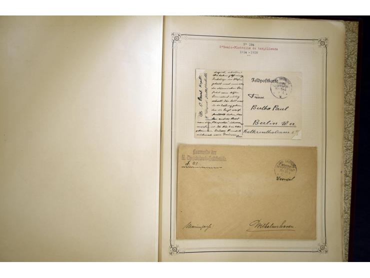 1914/1918, interessante Sammlung mit ca. 380 Briefen und Karten auf Albenblättern mit frz. Beschriftung, dabei bessere Nummer