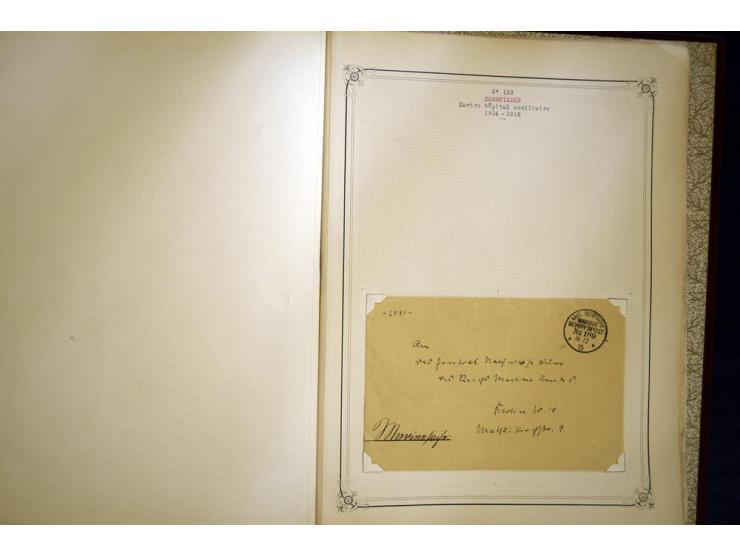 1914/1918, interessante Sammlung mit ca. 380 Briefen und Karten auf Albenblättern mit frz. Beschriftung, dabei bessere Nummer