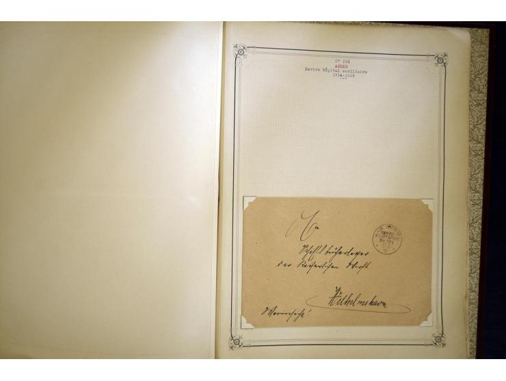 1914/1918, interessante Sammlung mit ca. 380 Briefen und Karten auf Albenblättern mit frz. Beschriftung, dabei bessere Nummer
