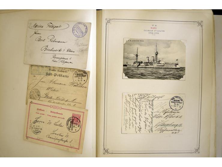 1914/1918, interessante Sammlung mit ca. 380 Briefen und Karten auf Albenblättern mit frz. Beschriftung, dabei bessere Nummer