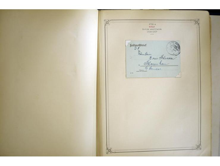 1914/1918, interessante Sammlung mit ca. 380 Briefen und Karten auf Albenblättern mit frz. Beschriftung, dabei bessere Nummer