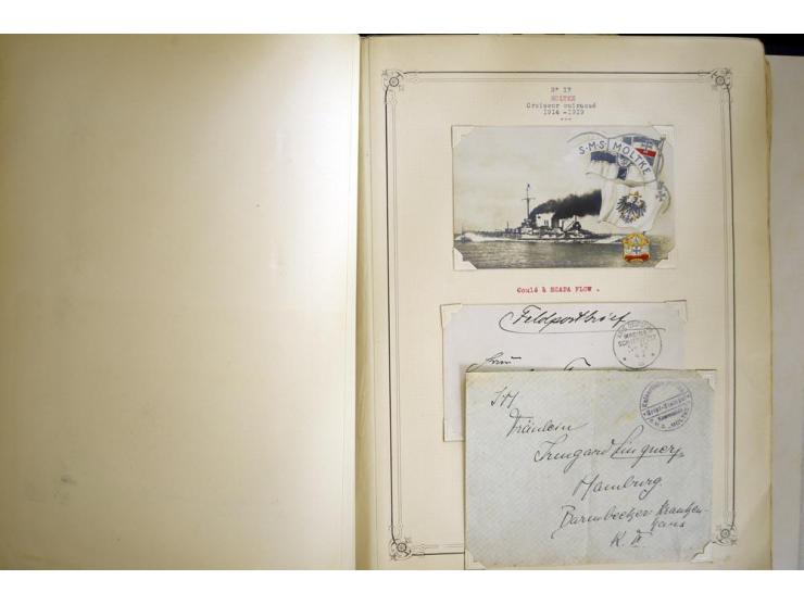 1914/1918, interessante Sammlung mit ca. 380 Briefen und Karten auf Albenblättern mit frz. Beschriftung, dabei bessere Nummer