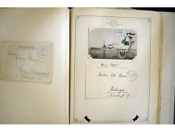 1914/1918, interessante Sammlung mit ca. 380 Briefen und Karten auf Albenblättern mit frz. Beschriftung, dabei bessere Nummer