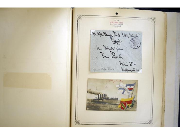1914/1918, interessante Sammlung mit ca. 380 Briefen und Karten auf Albenblättern mit frz. Beschriftung, dabei bessere Nummer
