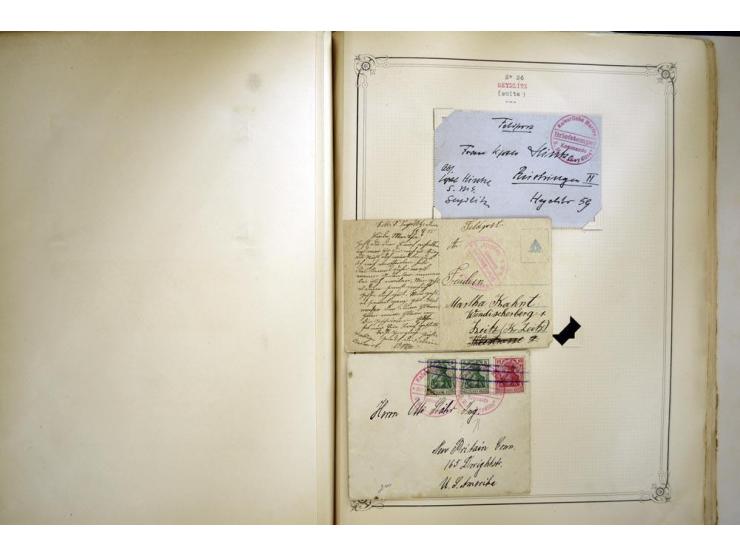 1914/1918, interessante Sammlung mit ca. 380 Briefen und Karten auf Albenblättern mit frz. Beschriftung, dabei bessere Nummer