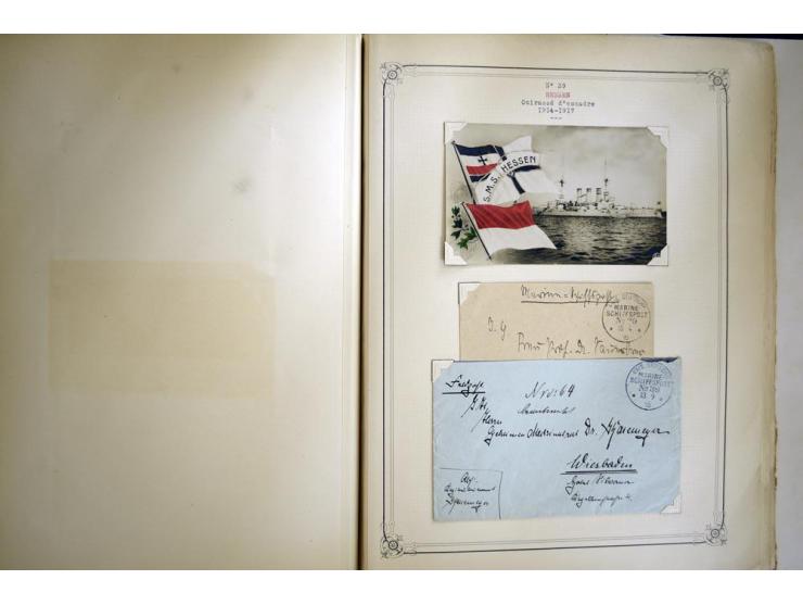 1914/1918, interessante Sammlung mit ca. 380 Briefen und Karten auf Albenblättern mit frz. Beschriftung, dabei bessere Nummer
