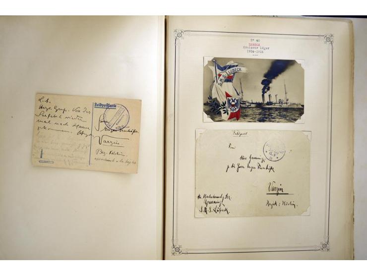 1914/1918, interessante Sammlung mit ca. 380 Briefen und Karten auf Albenblättern mit frz. Beschriftung, dabei bessere Nummer