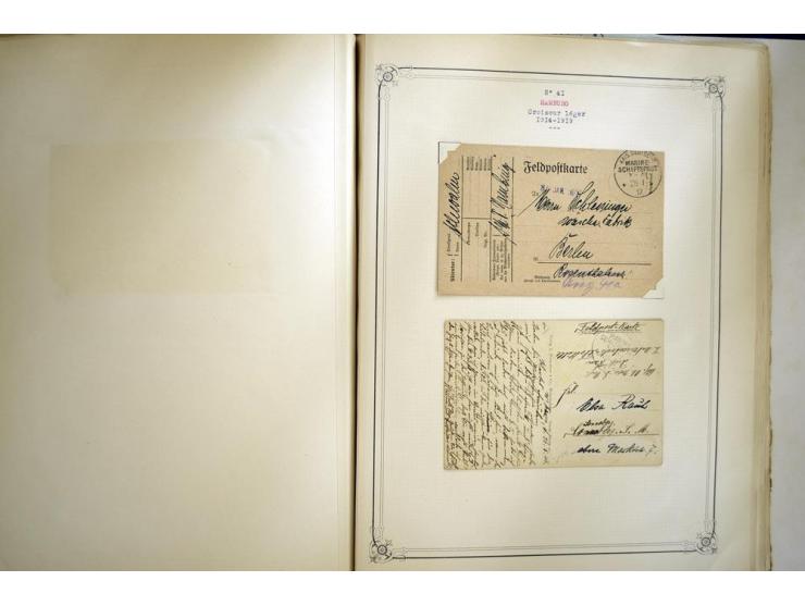 1914/1918, interessante Sammlung mit ca. 380 Briefen und Karten auf Albenblättern mit frz. Beschriftung, dabei bessere Nummer