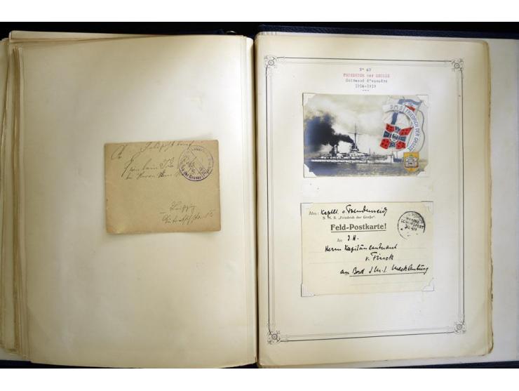 1914/1918, interessante Sammlung mit ca. 380 Briefen und Karten auf Albenblättern mit frz. Beschriftung, dabei bessere Nummer