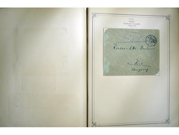 1914/1918, interessante Sammlung mit ca. 380 Briefen und Karten auf Albenblättern mit frz. Beschriftung, dabei bessere Nummer