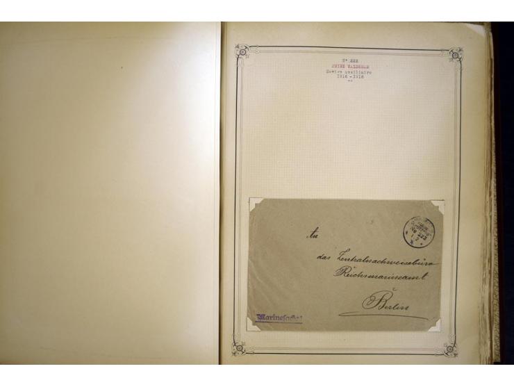 1914/1918, interessante Sammlung mit ca. 380 Briefen und Karten auf Albenblättern mit frz. Beschriftung, dabei bessere Nummer