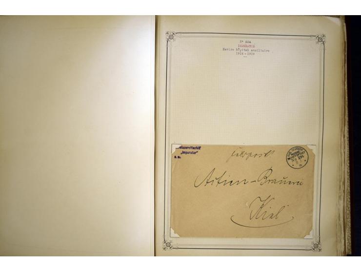 1914/1918, interessante Sammlung mit ca. 380 Briefen und Karten auf Albenblättern mit frz. Beschriftung, dabei bessere Nummer