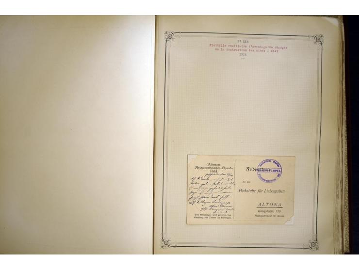 1914/1918, interessante Sammlung mit ca. 380 Briefen und Karten auf Albenblättern mit frz. Beschriftung, dabei bessere Nummer
