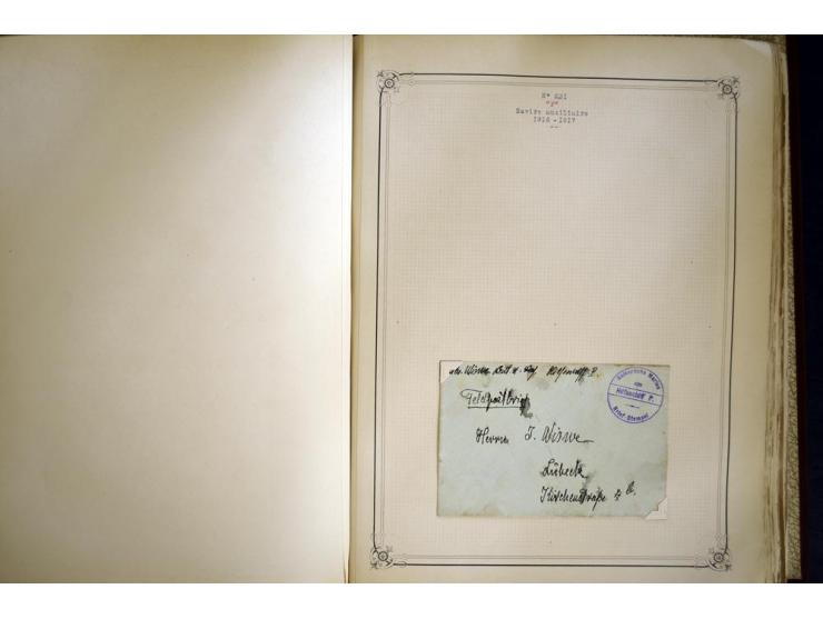 1914/1918, interessante Sammlung mit ca. 380 Briefen und Karten auf Albenblättern mit frz. Beschriftung, dabei bessere Nummer