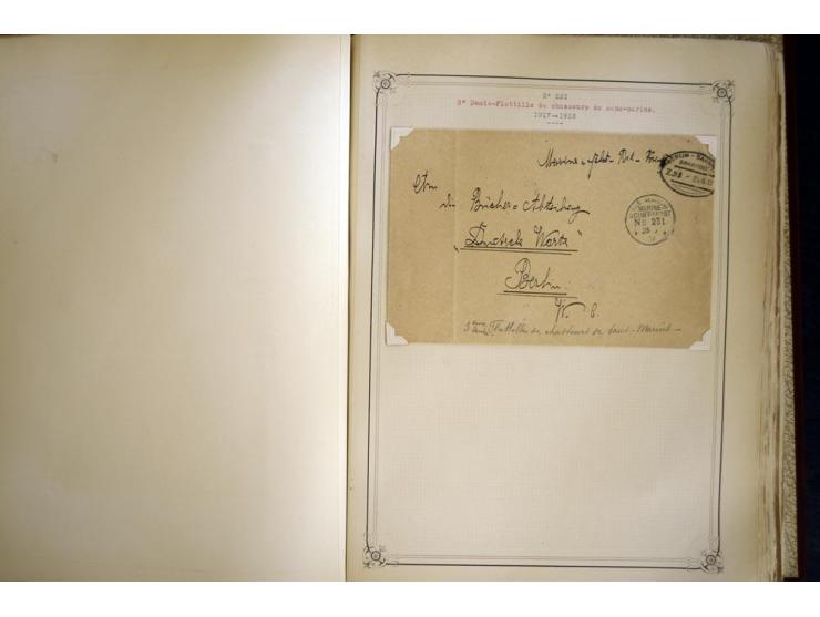 1914/1918, interessante Sammlung mit ca. 380 Briefen und Karten auf Albenblättern mit frz. Beschriftung, dabei bessere Nummer