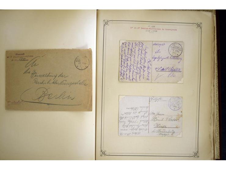1914/1918, interessante Sammlung mit ca. 380 Briefen und Karten auf Albenblättern mit frz. Beschriftung, dabei bessere Nummer