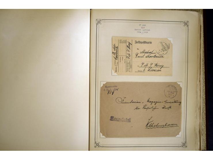 1914/1918, interessante Sammlung mit ca. 380 Briefen und Karten auf Albenblättern mit frz. Beschriftung, dabei bessere Nummer