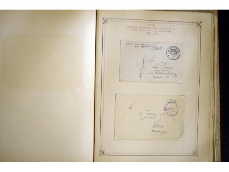 1914/1918, interessante Sammlung mit ca. 380 Briefen und Karten auf Albenblättern mit frz. Beschriftung, dabei bessere Nummer