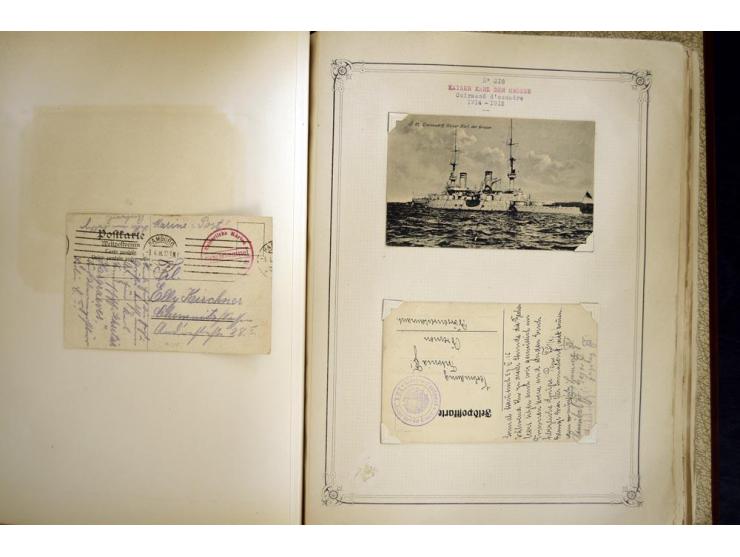 1914/1918, interessante Sammlung mit ca. 380 Briefen und Karten auf Albenblättern mit frz. Beschriftung, dabei bessere Nummer