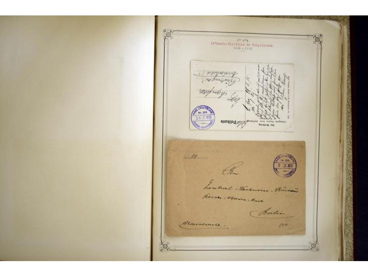 1914/1918, interessante Sammlung mit ca. 380 Briefen und Karten auf Albenblättern mit frz. Beschriftung, dabei bessere Nummer