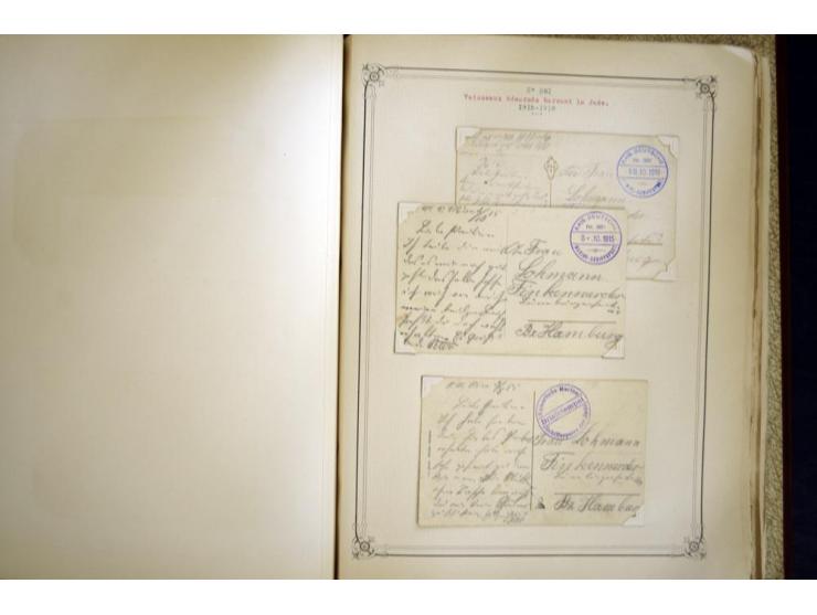 1914/1918, interessante Sammlung mit ca. 380 Briefen und Karten auf Albenblättern mit frz. Beschriftung, dabei bessere Nummer