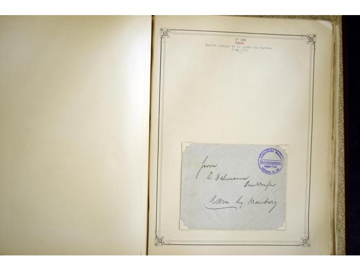 1914/1918, interessante Sammlung mit ca. 380 Briefen und Karten auf Albenblättern mit frz. Beschriftung, dabei bessere Nummer
