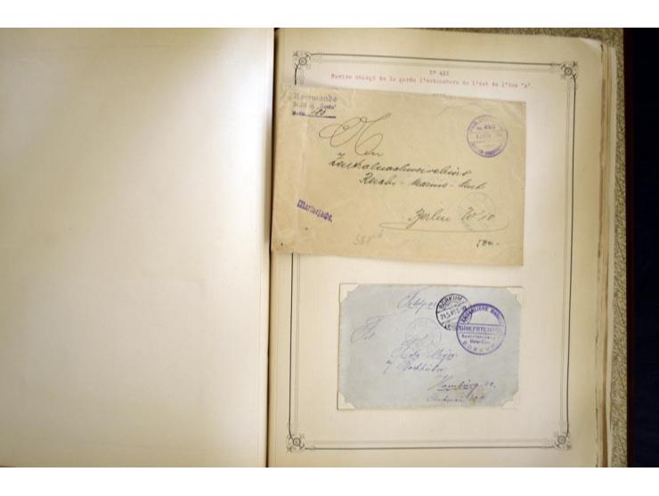 1914/1918, interessante Sammlung mit ca. 380 Briefen und Karten auf Albenblättern mit frz. Beschriftung, dabei bessere Nummer