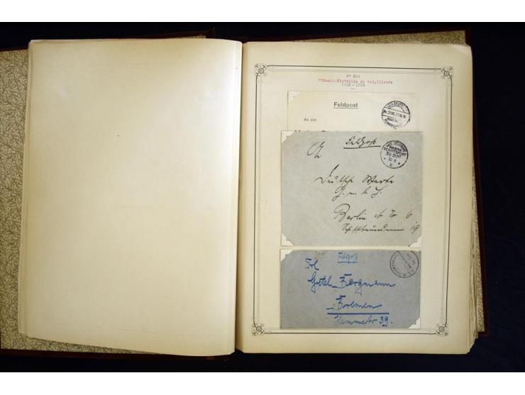 1914/1918, interessante Sammlung mit ca. 380 Briefen und Karten auf Albenblättern mit frz. Beschriftung, dabei bessere Nummer