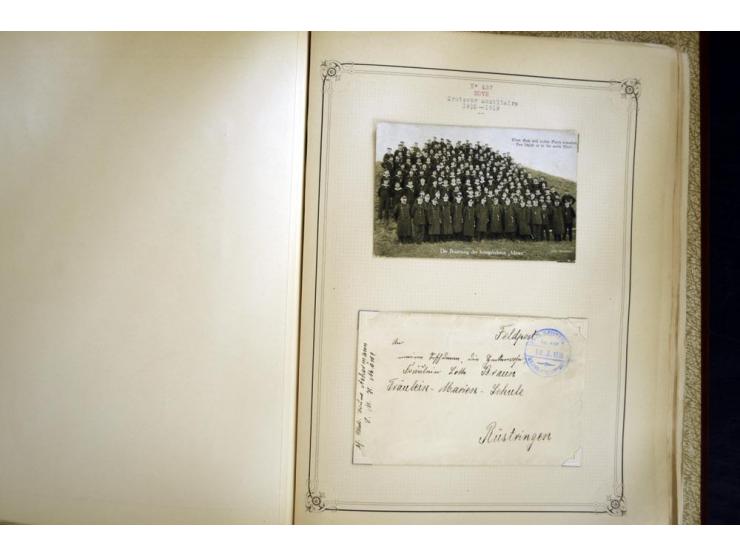 1914/1918, interessante Sammlung mit ca. 380 Briefen und Karten auf Albenblättern mit frz. Beschriftung, dabei bessere Nummer