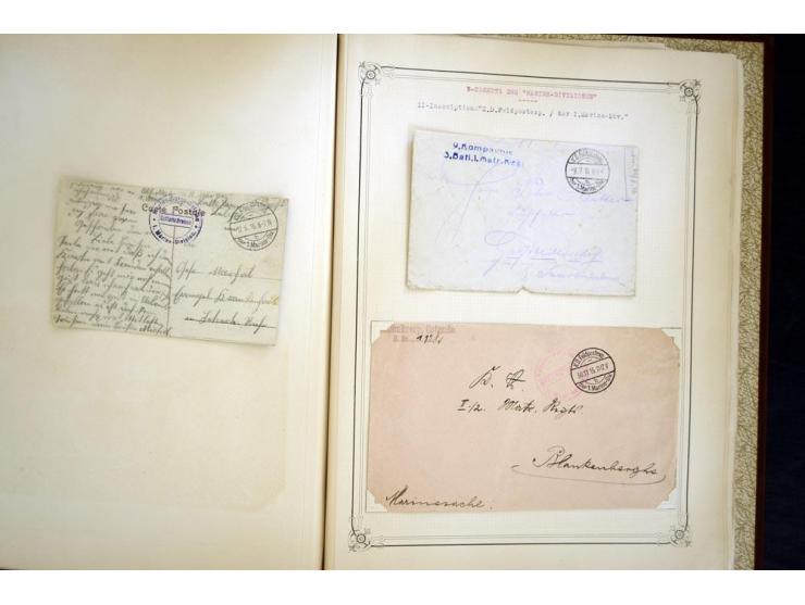 1914/1918, interessante Sammlung mit ca. 380 Briefen und Karten auf Albenblättern mit frz. Beschriftung, dabei bessere Nummer