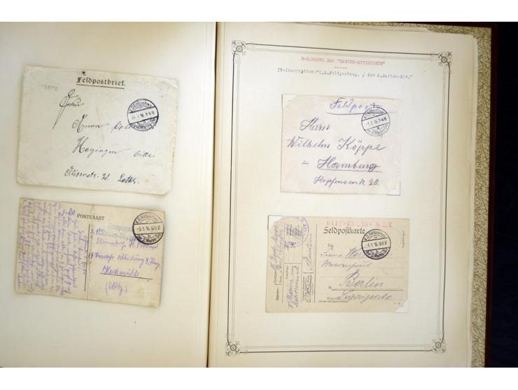 1914/1918, interessante Sammlung mit ca. 380 Briefen und Karten auf Albenblättern mit frz. Beschriftung, dabei bessere Nummer