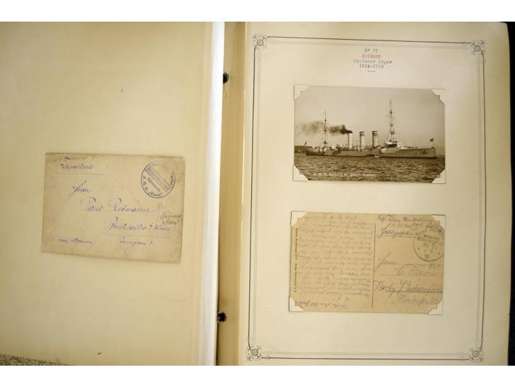 1914/1918, interessante Sammlung mit ca. 380 Briefen und Karten auf Albenblättern mit frz. Beschriftung, dabei bessere Nummer