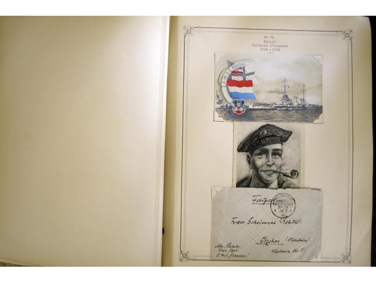 1914/1918, interessante Sammlung mit ca. 380 Briefen und Karten auf Albenblättern mit frz. Beschriftung, dabei bessere Nummer