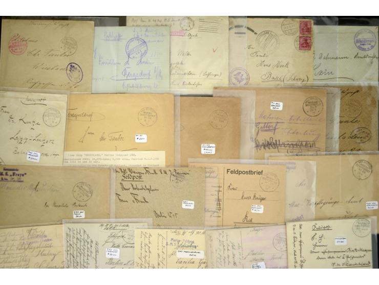 1914/1918, interessanter Posten mit verschiedenen MSP-Nummern, vielen Fotokarten (meist ungebraucht) von Schiffen und weitere