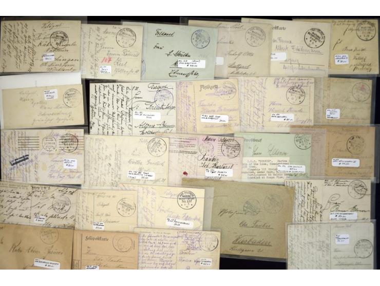 1914/1918, interessanter Posten mit verschiedenen MSP-Nummern, vielen Fotokarten (meist ungebraucht) von Schiffen und weitere