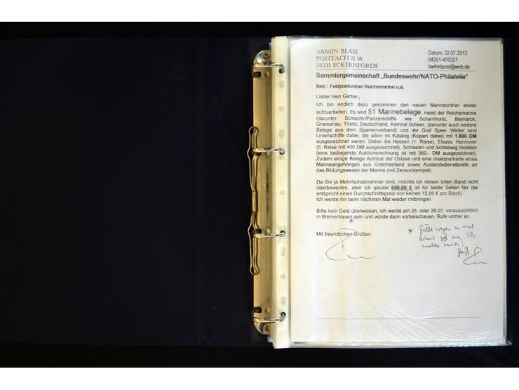 1920/1944, umfangreiche Sammlung "Marine-Schiffspost" mit über 100 Briefen und Karten mit entsprechenden Schiffspost-Stempeln