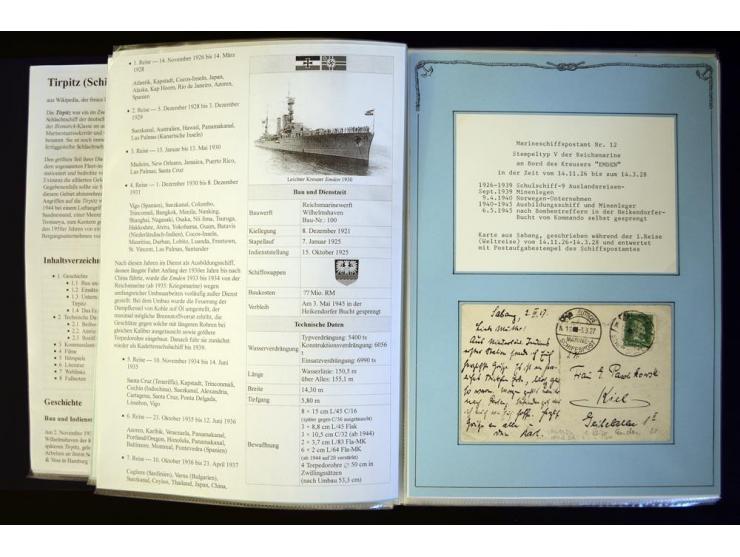 1920/1944, umfangreiche Sammlung "Marine-Schiffspost" mit über 100 Briefen und Karten mit entsprechenden Schiffspost-Stempeln