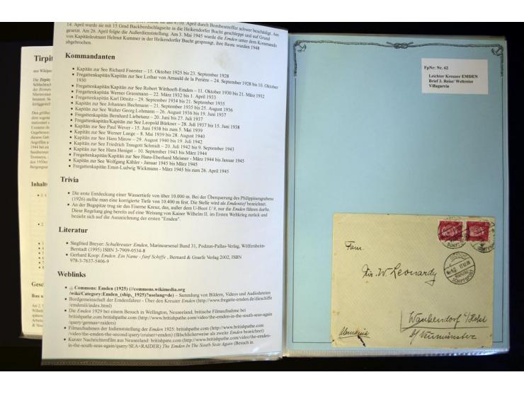 1920/1944, umfangreiche Sammlung "Marine-Schiffspost" mit über 100 Briefen und Karten mit entsprechenden Schiffspost-Stempeln